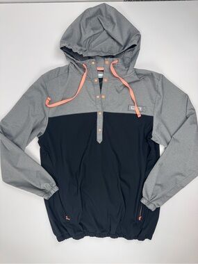Columbia Gray and Black Pullover Hoodie with Coral Accents